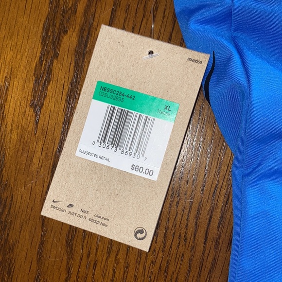 Nike Blue Plunge Logo High Cut Leg One Piece Swimsuit - Picture 4 of 4